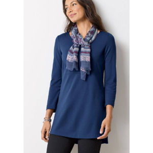J.Jill Lightweight Ponte Tunic Top in Navy Size S